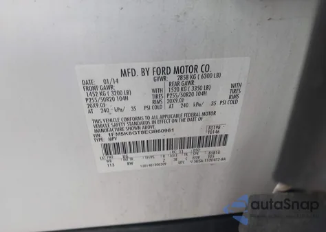 2014 Ford Explorer Sport z USA, uszkodzony, nr VIN 1FM5K8GT8EGB60961